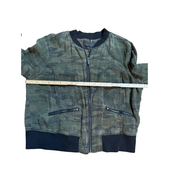 Sanctuary Camouflage Bomber Jacket in Mother Nature Camo Linen blend Anthropolog - Picture 7 of 10